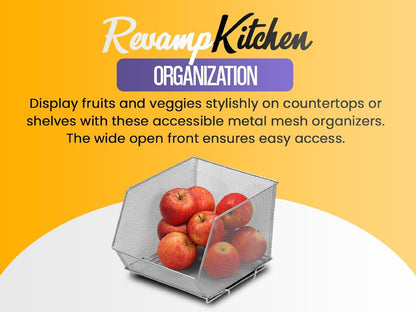 YBM HOME Kitchen Pantry Organizer Wire Baskets for Shelves, Cabinets, Pantry, Countertop, Mesh Open Storage Bin Metal Basket for Organizing Food Supplies, 3 Pack, 12.1x7.8x5.8
