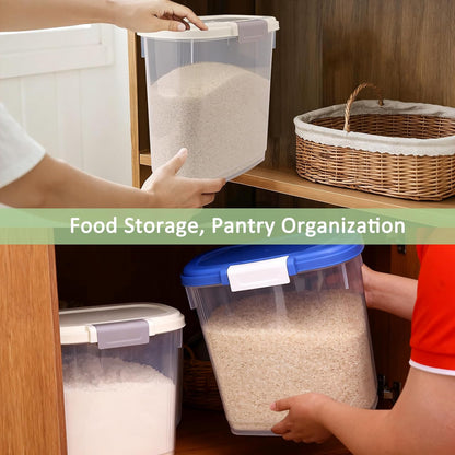 Large Rice Storage Container 15-20 Lbs, Tall Flour Container with Scoop + Cup - Slim Dry Food Storage Bin for Cereal, Sugar, Beans, Pet Dog Cat Food Container - Kitchen and Pantry Storage Organization