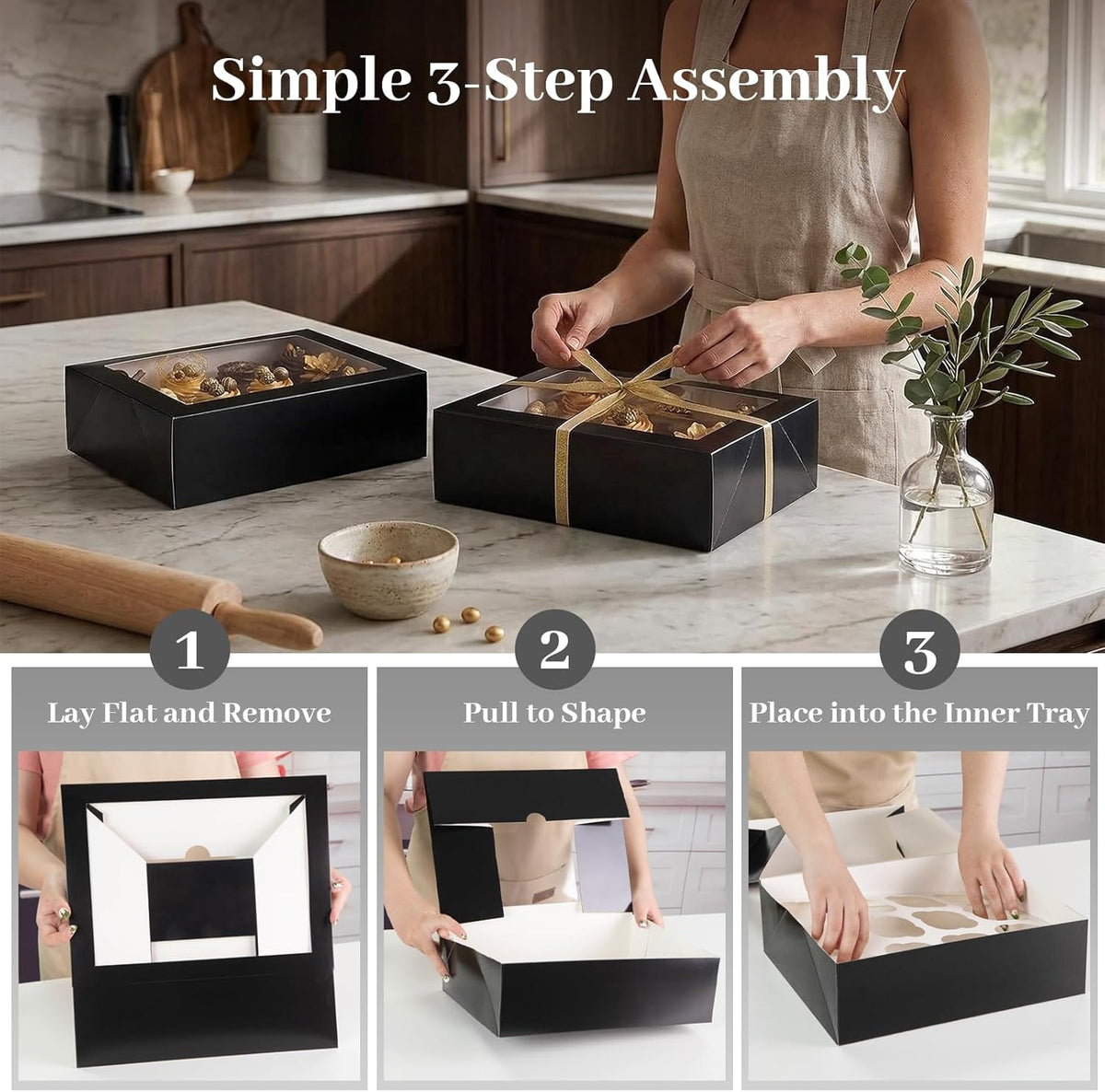 VGOODALL 12 Count Cupcake Boxes, 6PCS Cupcake Container with Window Boxes Holding 72 Pastry Box for Birthday Holiday Party Bakery Supplies 13.2"x9.8"x4"