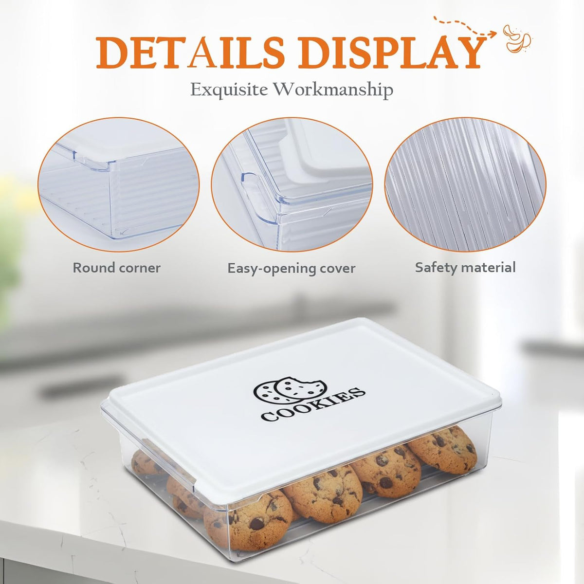 2 Pack Cookie Storage Container Airtight,BPA-Free Cookie Carrier,Stackable Plastic Cookies Jar,Cookies Holder Box Drawer Keeper for Baked Biscuits,Seafood,Vegetables,Desserts, Snacks,Dumplings