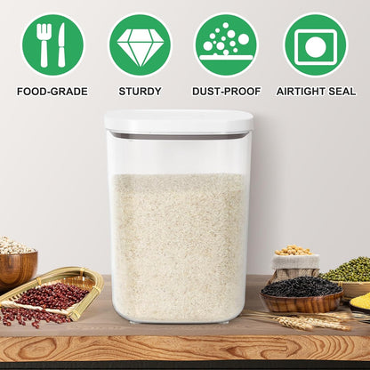 TBMax Rice Flour Storage Container with Automatic Flip-up Lid 25 Lbs | 12.68 Qt, Tall and Narrow Food Storage Flour Bin for Kitchen Pantry Organization, Pet Dog Cat Food Storage Container
