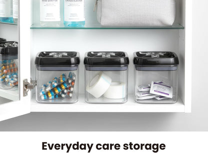 Felli Flip Tite Storage Container with Built-In Spoon & Airtight Lid 5” Large-M Ring Flip Top, Stackable Acrylic Canister for Sugar Flour Powder, Kitchen Pantry Organizer (1.8qt), 2 spoons