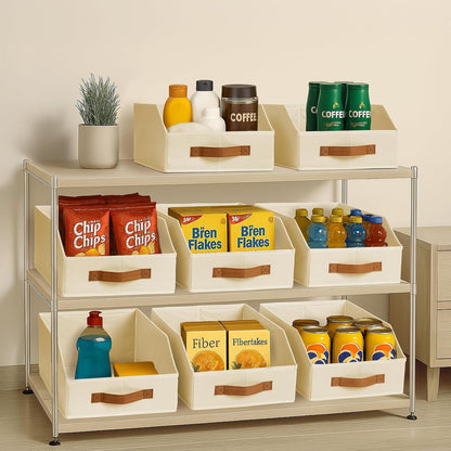 Homsorout Fabric Storage Bins for Organizing - Large Trapezoid Collapsible Storage Bins with Front Handle, Closet Organizers and Storage for Bedroom, Home Shelves, Small Spaces, Beige