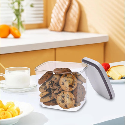 Cookie Jar with Airtight Lid,Bread Box for Kitchen Countertop,Time Recording Bread Storage Container, BPA-Free Plastic Containers for Cookies, Homemade Bread, Toast, Bagel, Donut