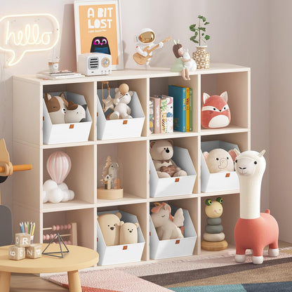 Homsorout Fabric Closet Storage Cubes - Square Storage Bins with Dual Handles for Clothes, Towels, Toys, Cube Storage Organizers for Bedroom, Nursery, Shelves, Closet, Small Spaces, Beige