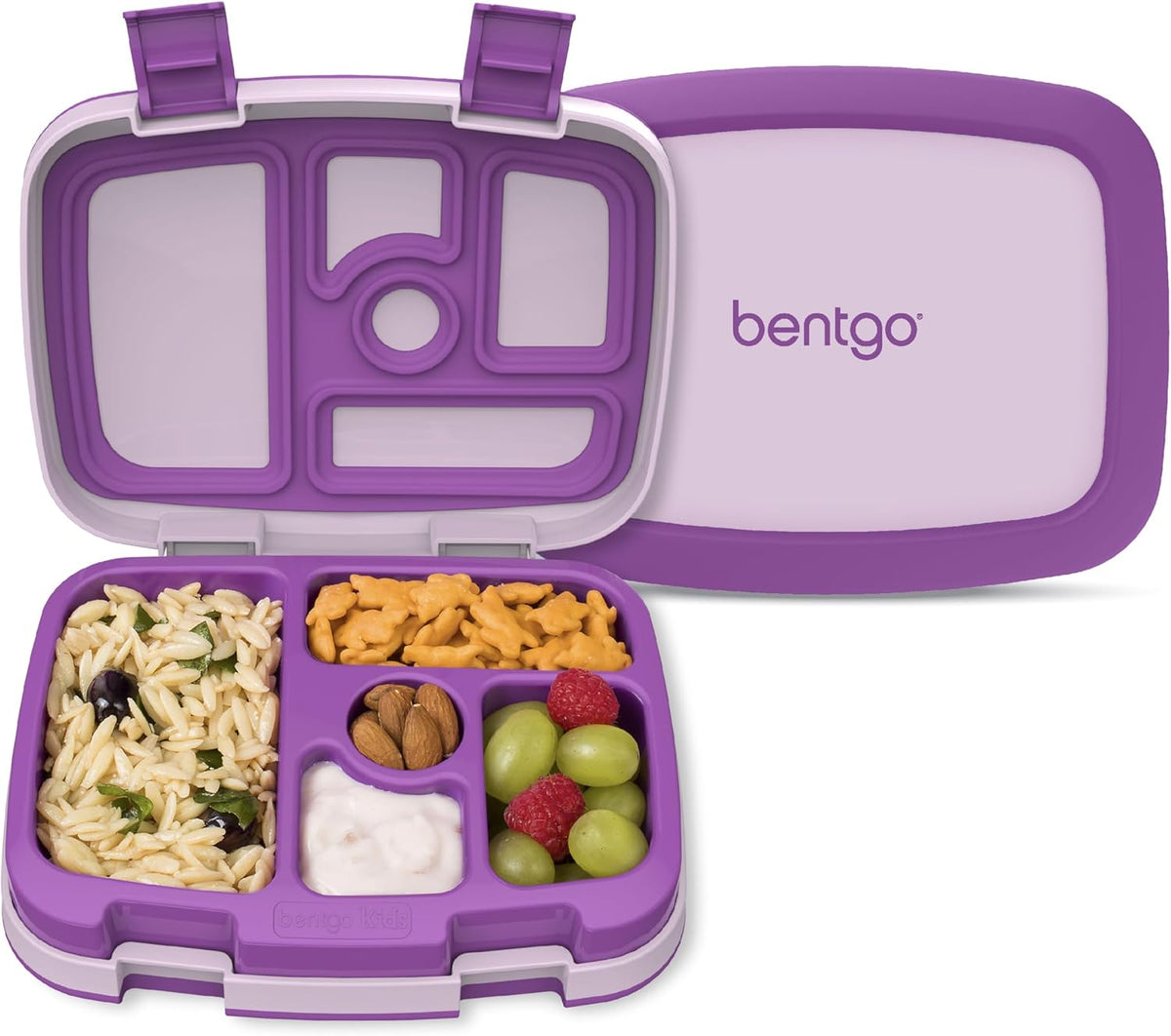 Bentgo Kids Bento-Style 5-Compartment Leak-Proof Lunch Box - Ideal Portion Sizes for Ages 3 to 7 - Durable, Drop-Proof, Dishwasher Safe, PFAS & BPA-Free & Made with Food-Safe Materials (Blue)
