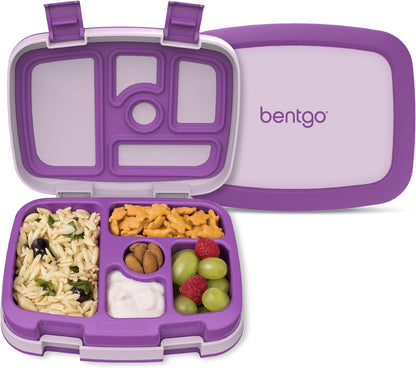 Bentgo Kids Bento-Style 5-Compartment Leak-Proof Lunch Box - Ideal Portion Sizes for Ages 3 to 7 - Durable, Drop-Proof, Dishwasher Safe, PFAS & BPA-Free & Made with Food-Safe Materials (Blue)