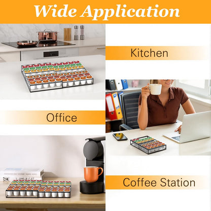 Coffee Pod Holder Drawer, Expandable K Cup Holder Compatible with Keurig K-Cup, K Cup Drawer Organizer Hold 30-60 Coffee Pod Storage for Coffee Station Office and Kitchen, Black