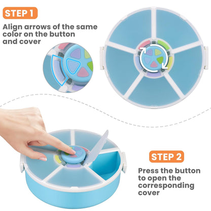 Pawtong Snack Rotator Container Reusable Snack Box with 5 Compartment Dispenser and Lid, Color Matching Opening Lid, BPA and PVC Free, for Home, School, Travel (Purple)