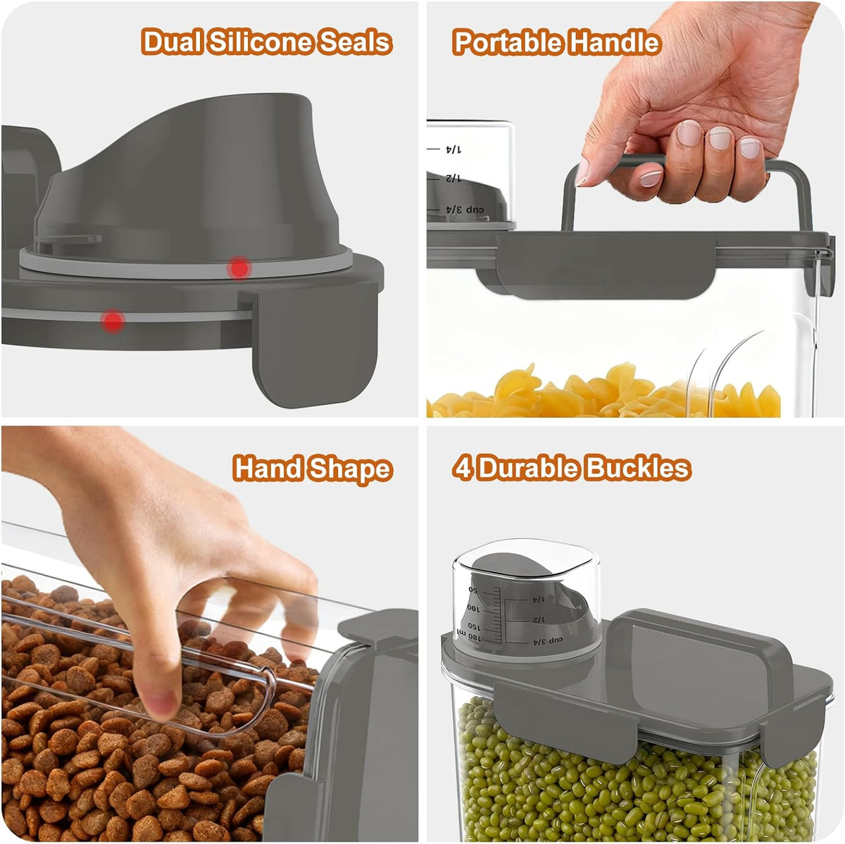 Uppetly Dog Cat Food Storage Container, 5-7Lbs Pet Food Containers, Airtight Cat Food Container with Portable Handle & Measuring Cup, Small Animal Dry Food Dispenser for Dogs, Cats and Birds