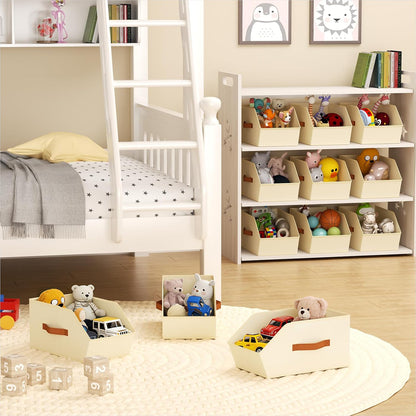 Homsorout Fabric Closet Storage Cubes - Square Storage Bins with Dual Handles for Clothes, Towels, Toys, Cube Storage Organizers for Bedroom, Nursery, Shelves, Closet, Small Spaces, Beige