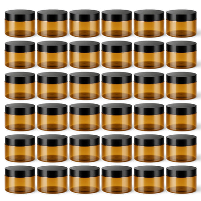 Loretoy 36 Pack 2 OZ Plastic Jars with Lids, BPA Free, Reusable, Refillable Transparent Cosmetic Containers for Bath Salts, Cosmetics, Powders, Beauty Product and Small Accessories