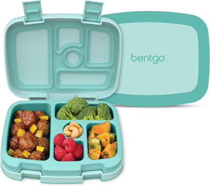 Bentgo Kids Bento-Style 5-Compartment Leak-Proof Lunch Box - Ideal Portion Sizes for Ages 3 to 7 - Durable, Drop-Proof, Dishwasher Safe, PFAS & BPA-Free & Made with Food-Safe Materials (Blue)
