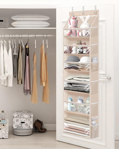 STORAGE MANIAC Over the Door Organizer Large Capacity Hanging Organizer, Clear Deep Pockets Behind Door Closet Organizer and Storage for Nursery, Bathroom, Bedroom, Pantry, 1 Pack Grey