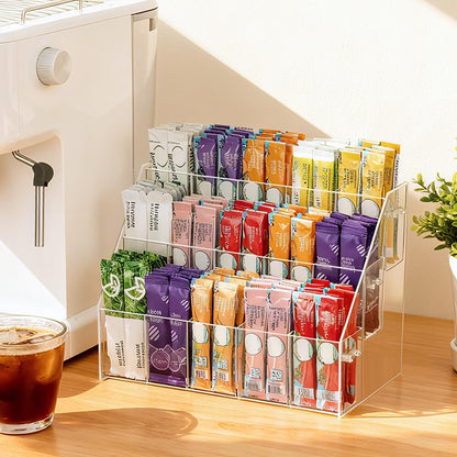 AIEVE Drink Packet Organizer with 15 Compartments, Water Packet Organizer for Water Flavor Drink Mix, Easy Assembly Acrylic Sugar Packets Holder for Cabinet Kitchen Storage Organization