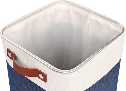 Univivi 4PC Small Fabric Storage Bins,15x6x5 inch Long Narrow Storage Baskets with PU Handles for Closet,Cabinet,Countertop Organizing Small Items (Gray,15x6x5 inch)