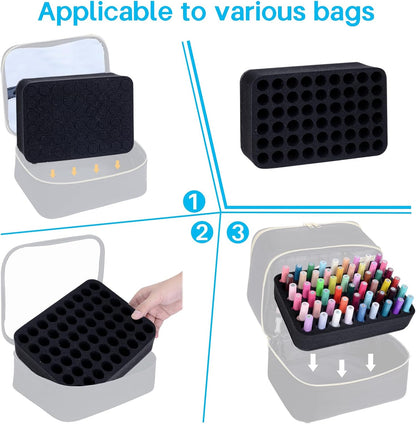 2 Pack Nail Polish Organizer Holder Foam Pad with Slots for Storage 60 Bottles (15ml/0.5fl.oz) Nail Polish or Essential Oil Tray for Drawers Black