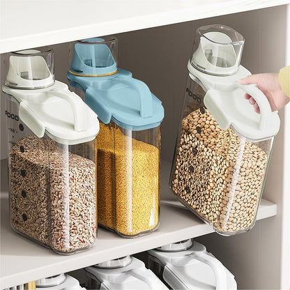 LANGMINGDE Cereal Containers Storage, 2.8L/95oz Airtight Large Dry Food Storage Containers with Pouring Spout Measuring Cup for Snacks Grain Rice,BPA Free Dispenser Plastic Bin