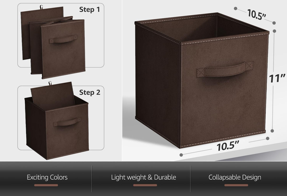 Sorbus Fabric Storage Cubes - 8 Foldable Storage Bins for Organizing Pantry, Cubbies, Toy Box - Clothes Storage & Closet Organizer - 11 Inch Collapsible Cube Baskets for Shelves with Handle