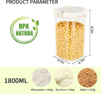 Airtight Food Storage Container, 44oz Moisture-Proof Canister with Measuring Spoon for Coffee, Protein Powder, Sugar, Flour, Cereal, Kitchen & Pantry Organization (1300ML)