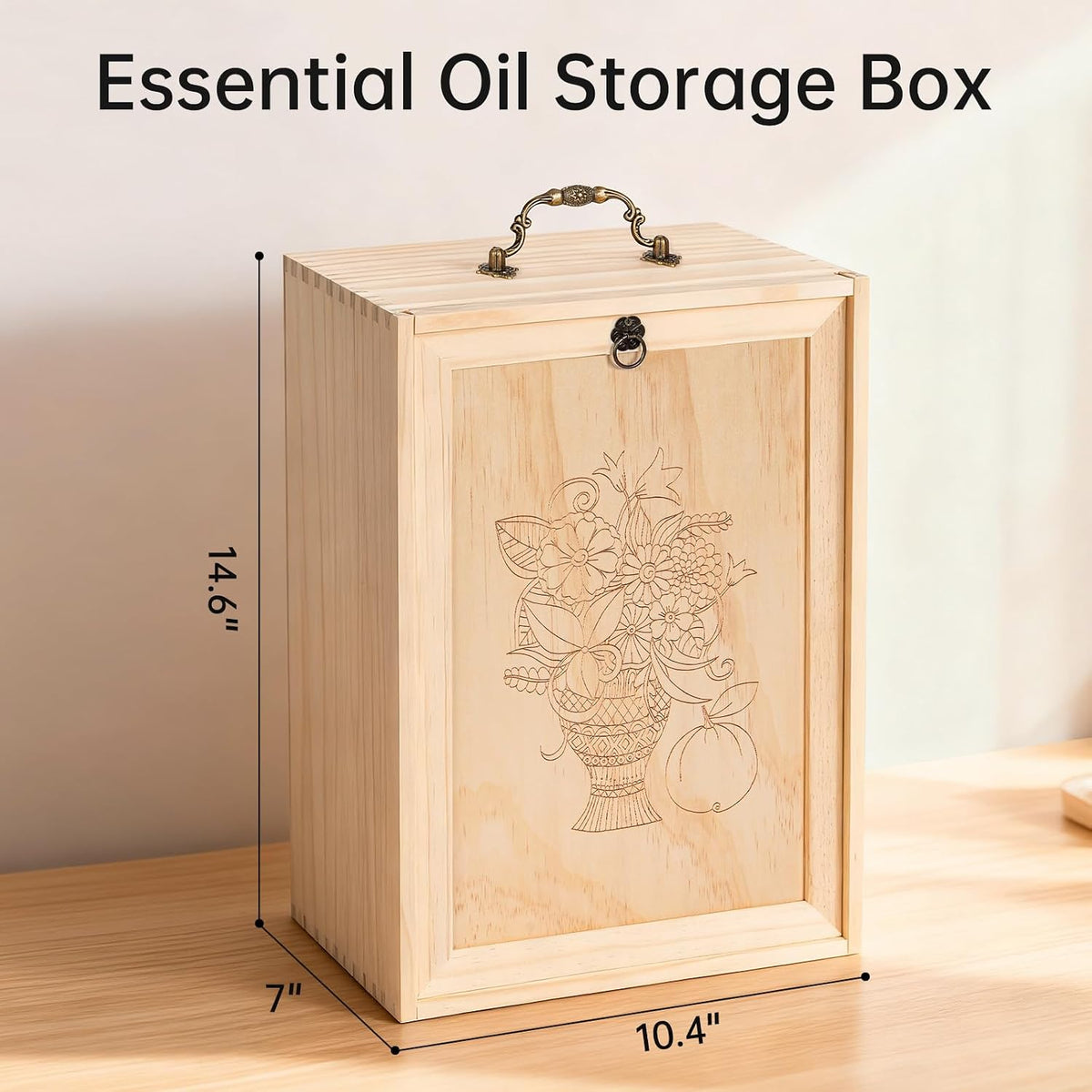 TORIBIO Essential Oil Storage Box for 60 Bottles, Wooden Essential Oils Holder Organizer Holds 5-30ml for Young Living & Doterra Bottles