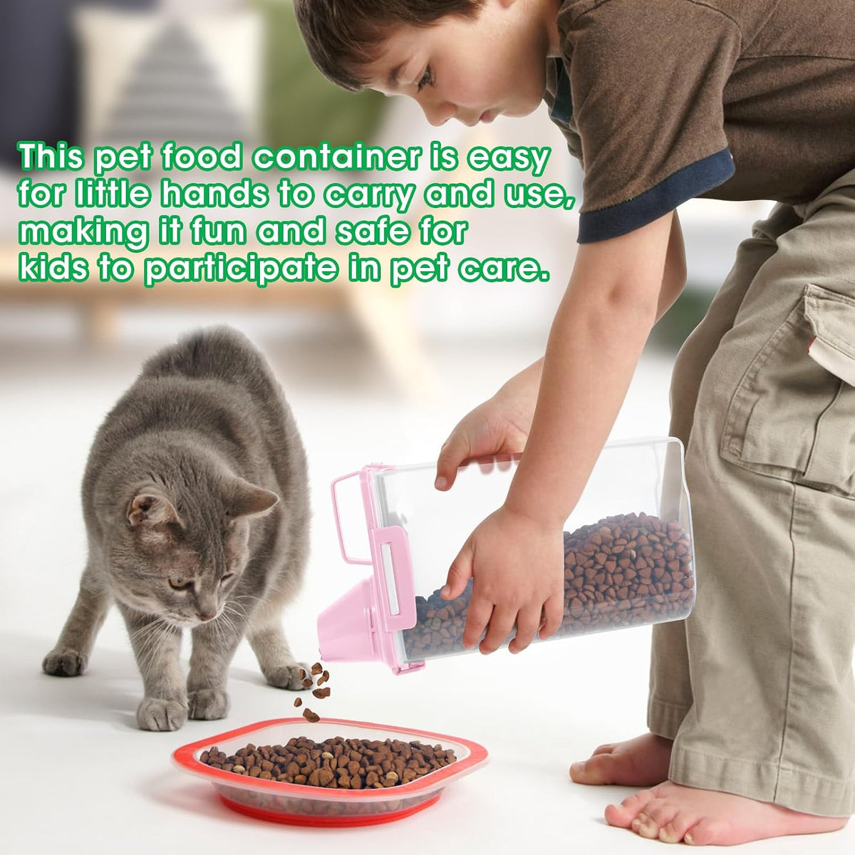 TBMax Rice Container Cereal Storage Container 2 Pack 5 Lbs, Kitchen Pantry Dry Food Storage Holder with Easy-Pouring Spout & Handy Cup, Small Pet Dog Cat Food Dispenser for Daily Feeding -Grey