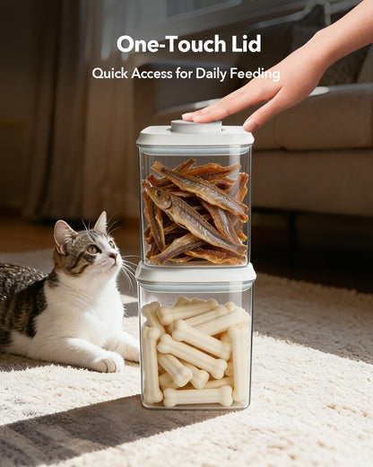 Dog-Cat Food Storage Container 45 lb/48 Qt, Large Stainless Steel Pet Food Bin with Airtight Lid & Scoop Included, Durable 304 Metal Storage for Dogs & Cats