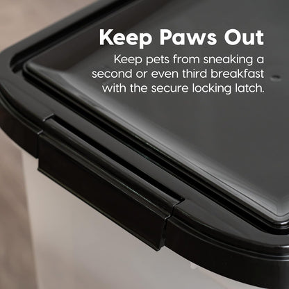 IRIS USA Airtight Dog Food Storage Container, WeatherPro, Up to 50 lbs, Removable Wheels, for Dog Cat Bird and Other Pet Food Storage Bin, Keep Fresh, Translucent Body, Made in USA, Clear/Gray