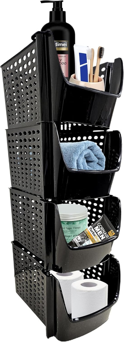 TidyFriend Small Stackable Storage Bins for Toy Organizer and Storage, Toy Storage Organizer for Kids Room and Home Organization (White)