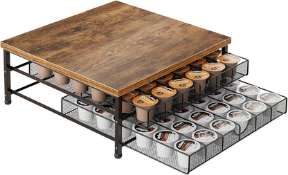 Coffee Pod Holder for K Cup Holder Drawer, 72 Capacity Coffee Pod Organizer K Cup Storage 2 Tier Pods Drawer Organizer Sliding Baskets for Coffee Station Counter, Black