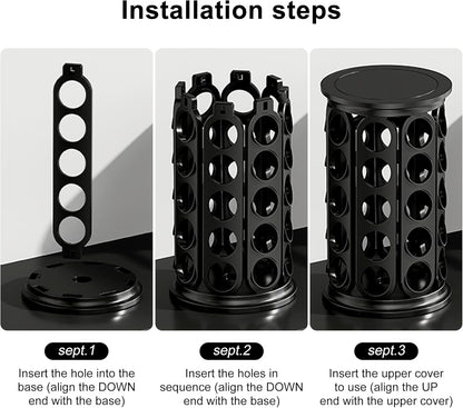 CEHNCEH K Cup Holder, Coffee Pods Holder Storage Organizer Stand Carousel Compatible with 40 Keurig K-Cup Pods, Home or Office Kitchen Counter (Black)