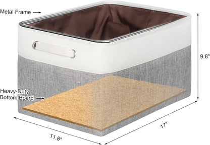 Foldable Storage Bin Collapsible Basket 12" x 10" x 9.5" Cube Storage Organizer Bins with Dual Carry Handles for Home Closet Shelves Drawers Organizer, Set of 3, Grey