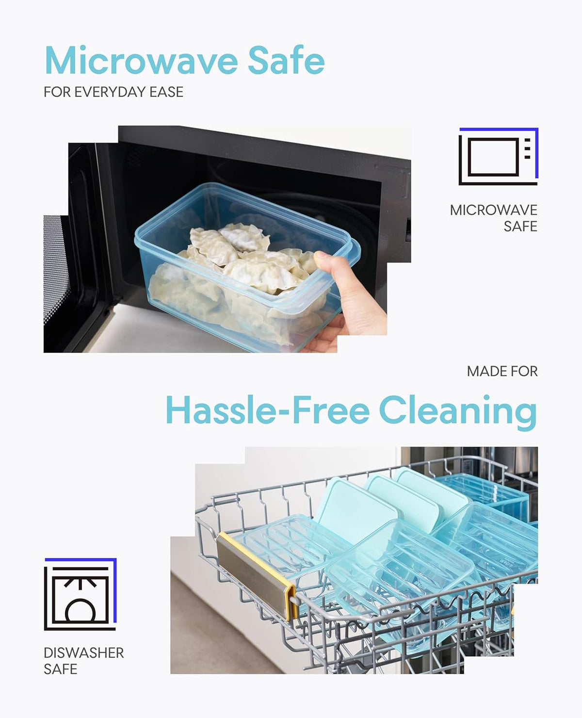 LocknLock Freezer Fit Plastic Freezer Containers | Airtight Stackable Food Storage for Meal Prep | Microwave & Dishwasher Safe | BPA Free Freezer Container with Lid, 2.2L