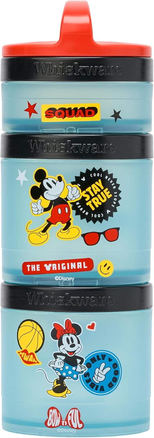 Whiskware Bluey Stackable Snack Containers for Babies, Toddlers, and Kids, 3 Stackable Snack Cups for School and Travel, Cupholder Friendly, Bluey and Bingo! Let’s Do This!