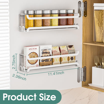LUCYCAZ Wall Mounted Spice Rack with 8 Hooks, Spice Organizer Shelf for Stove Cabinet Pantry Door,Screw or Adhesive Spice Shelf Hanging Wall Spice Rack in Kitchen and RV (Black)