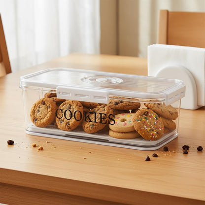 Cookie Jar with Airtight Lid,Bread Box for Kitchen Countertop,Time Recording Bread Storage Container, BPA-Free Plastic Containers for Cookies, Homemade Bread, Toast, Bagel, Donut