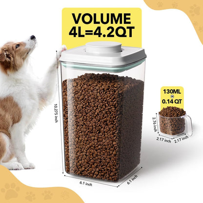 Dog-Cat Food Storage Container 45 lb/48 Qt, Large Stainless Steel Pet Food Bin with Airtight Lid & Scoop Included, Durable 304 Metal Storage for Dogs & Cats