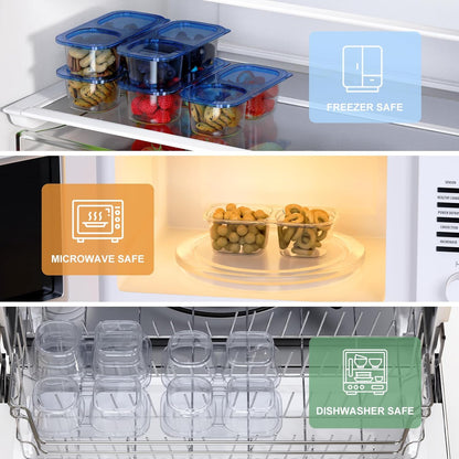 Snack Pack Containers for Kids, Reusable Snack Containers with Lids, 2 Compartment Small Bento Snack Box, BPA-Free, Lunchbox Accessories for Travel