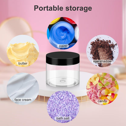 Loretoy 36 Pack 2 OZ Plastic Jars with Lids, BPA Free, Reusable, Refillable Transparent Cosmetic Containers for Bath Salts, Cosmetics, Powders, Beauty Product and Small Accessories
