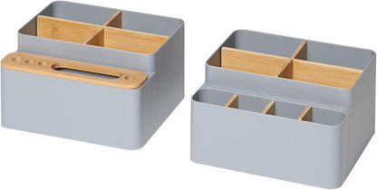 Seville Classics Bamboo Premium Organizer Storage Bins for Kitchen Silverware, Pantry, Closet, Office Desk, Pens, Utensils, Makeup, K Cup, Bamboo, Bag Holder Bin Set