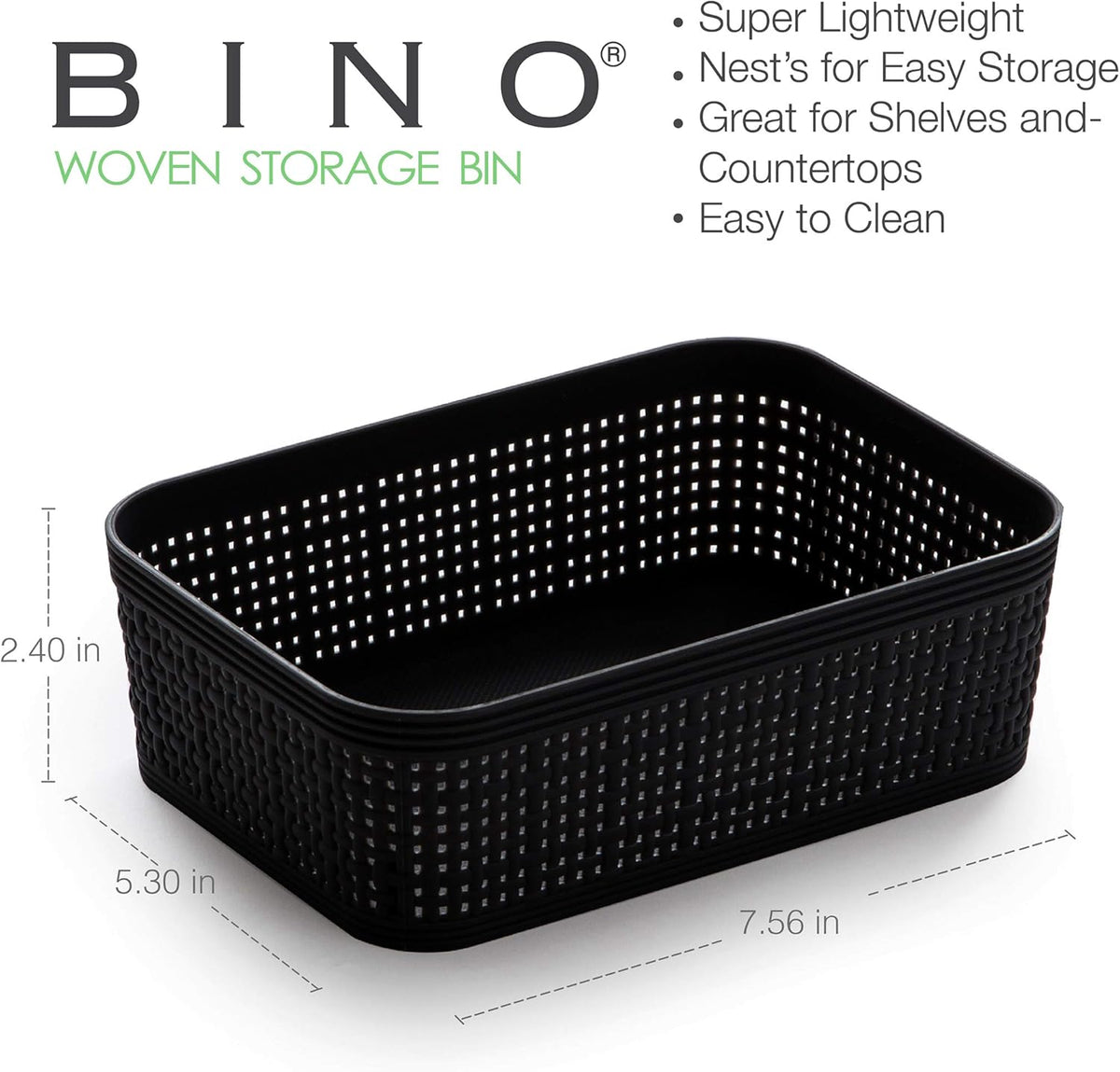 BINO | Woven Plastic Basket | Small (Natural), 5-Pack | THE JUTE COLLECTION | Home Organization, Space - Saving Storage, Stylish Design | Jute Basket | Plastic Storage Basket