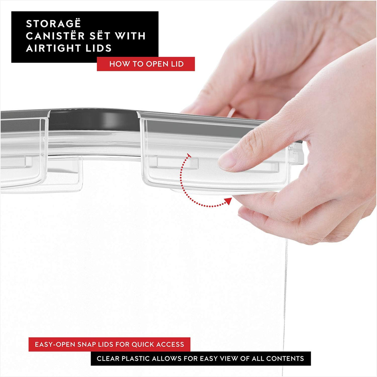 Large Airtight Food Storage Containers with Lids Set of 4 3.2L - 102 fl. oz Pasta storage Containers, BPA Free Plastic Spaghetti container - Air Tight Canisters for Kitchen Pantry Organization