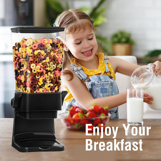 Cereal Dispenser Countertop,5.5L Cereal Containers Storage Dispenser for Pantry,Dry Food Storage Rice Containers,Candy Dispenser,Snack Organizer Machine for Grains, Nuts,Oatmeal, Pet Food White
