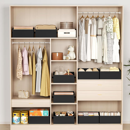 DIMJ Closet Storage Bins - Fabric Storage Baskets for Shelves, Collapsible Closet Organizers and Storage with Handles, Trapezoid Shelf Organization Storage Cubes for Purse, Toys, Books, Towel, Socks