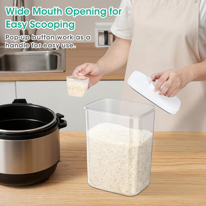 TBMax Rice Flour Storage Container with Automatic Flip-up Lid 25 Lbs | 12.68 Qt, Tall and Narrow Food Storage Flour Bin for Kitchen Pantry Organization, Pet Dog Cat Food Storage Container