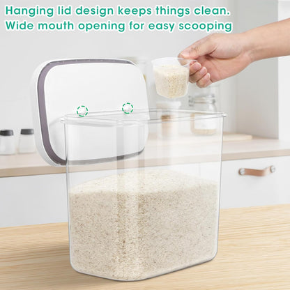 TBMax Rice Flour Storage Container with Automatic Flip-up Lid 25 Lbs | 12.68 Qt, Tall and Narrow Food Storage Flour Bin for Kitchen Pantry Organization, Pet Dog Cat Food Storage Container