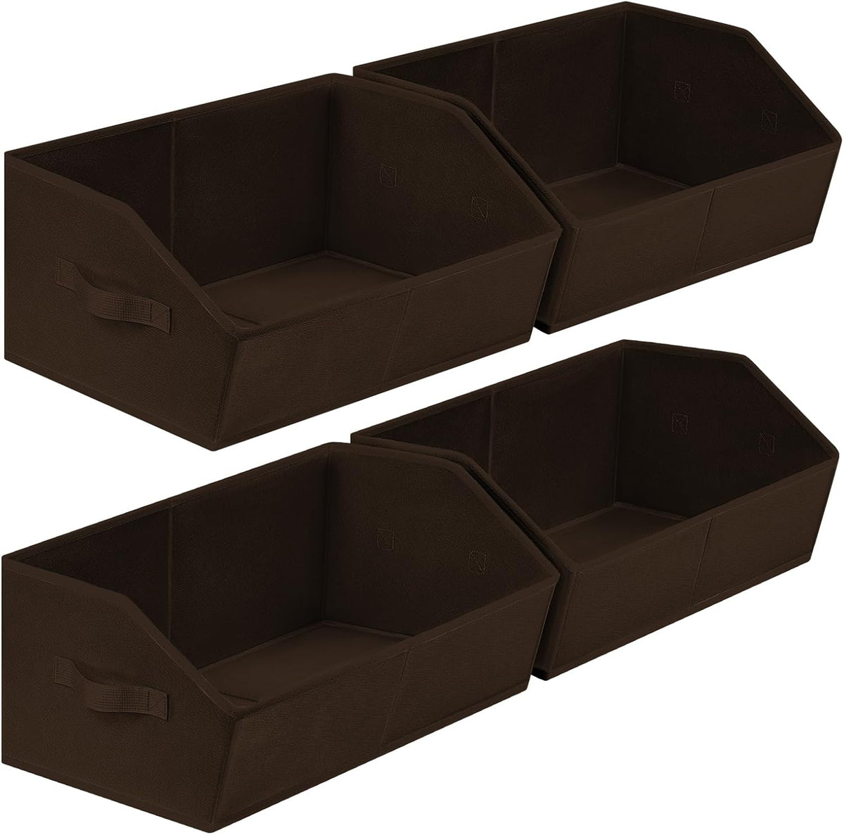 Homsorout Closet Organizers Bins 6 Packs - Large Closet Shelf Organizer with Handles, Fabric Trapezoid Storage Bins, Collapsible Storage Cubes for Clothes, Towels, Light Gray