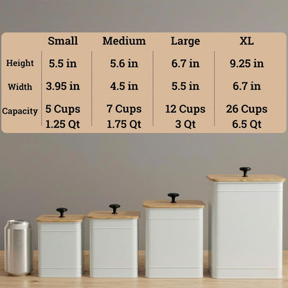 Kitchen Canisters for Countertop Set of 4 with Customizable Chalkboard Labels & Marker Pen - Big Iron Kitchen Canisters with Airtight Lids - Black Canister Set - Flour and Sugar Containers Farmhouse
