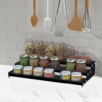 Jojocross Spice Rack Organizer for Cabinet, 3 Tier Expandable Spices Storage, Great for Kitchen Cabinets, Cupboard,Pantry and Countertop More /White
