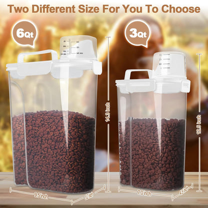 TIOVERY Upgraded Dog Food Storage Container Small, Cat Food Container Airtight, Pet Food Container Dispenser with Pour Spout, Measuring Cup and 4 Seal Buckles for Dogs, Cats, Birds (Grey)